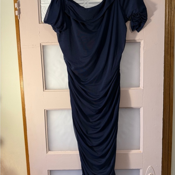 VENUS One Shoulder Navy Dress - Picture 2 of 3